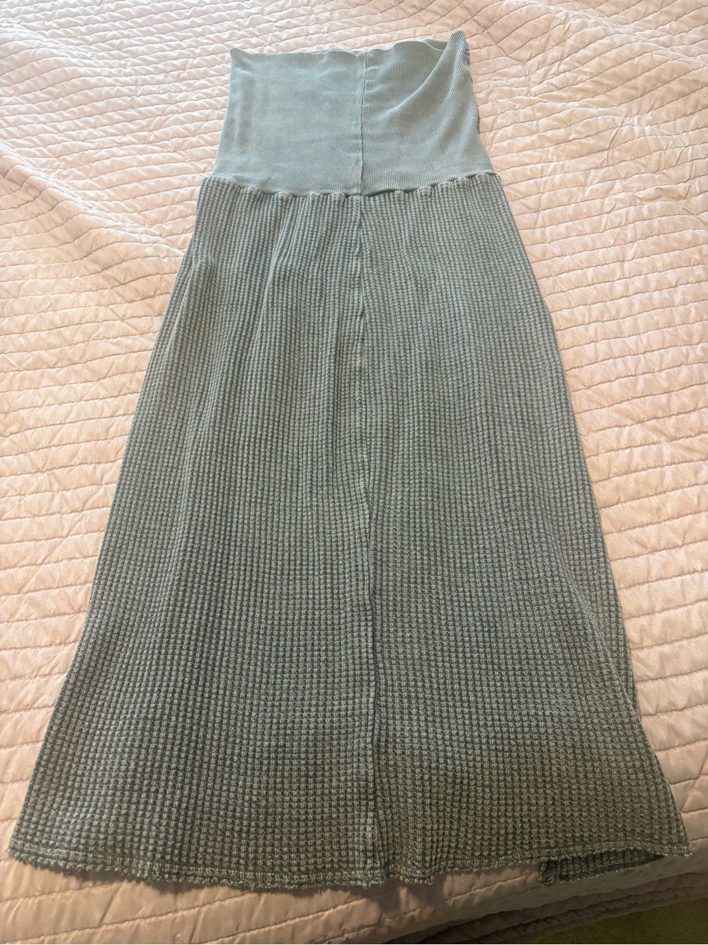 Free People Sage Green Waffle Knit Maxi Skirt